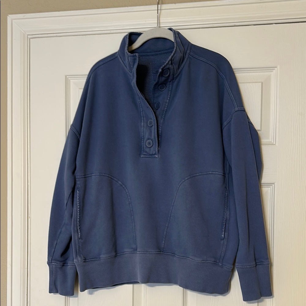 Aerie Blue Button-Up Sweatshirt